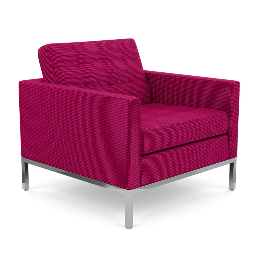 cerise pink velvet armchair