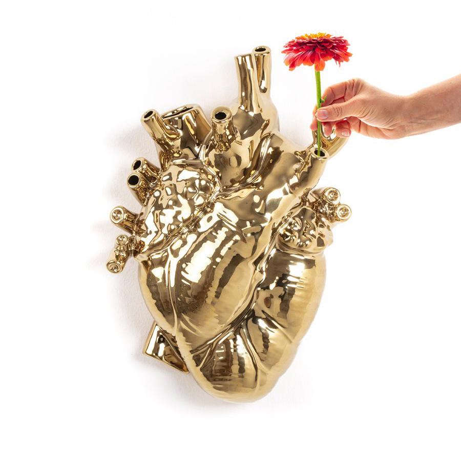 SELETTI heart shaped vase LOVE IN BLOOM GIANT GOLD (Gold - Fiberglass) 