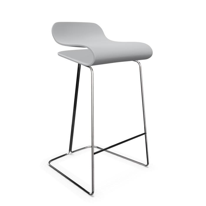 KRISTALIA stool BCN with chromed base (Light grey H 66 cm - chromed ...